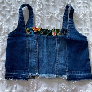 Zara Denim crop top with tropical accent - brand new never worn.